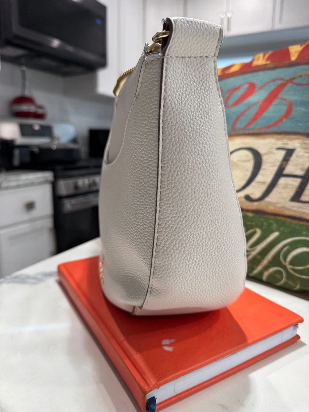 Nanette Lepore Ivory Pebbled Leather Shoulder Bag